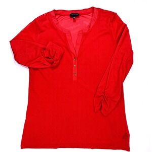 The Limited Womens Red Blouse Polka Dot Long‎ Sleeve Button Casual Top, Sz L-EUC
